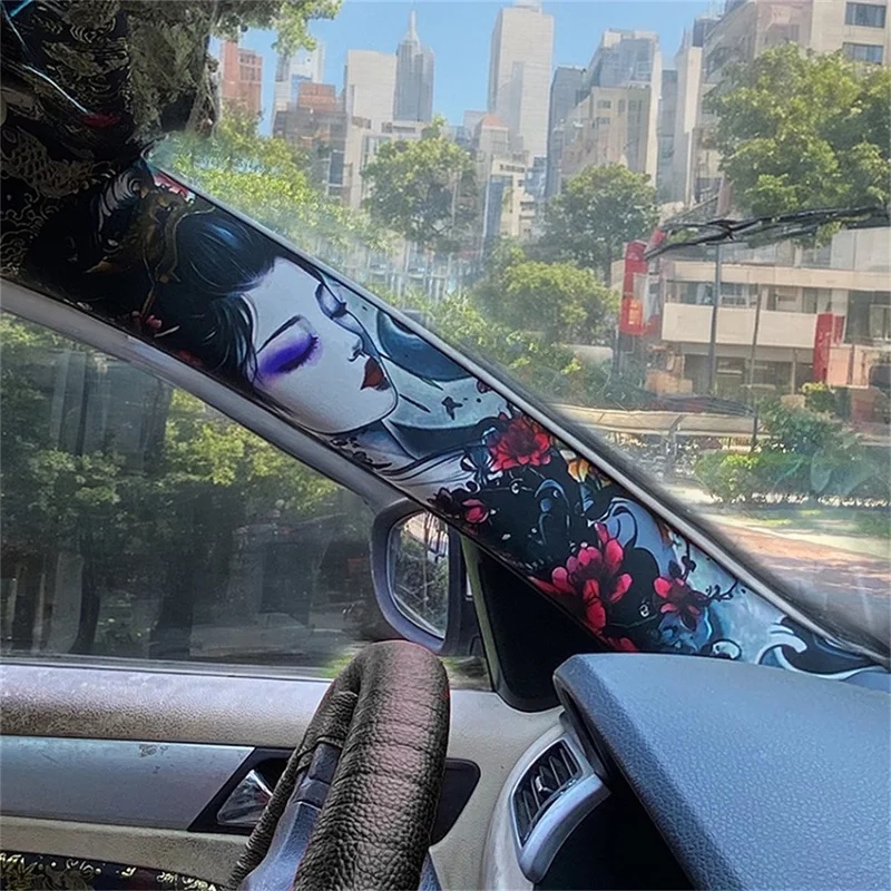 Flower Wall Panel - 2Pcs Japanese Geisha Flower Car A‑Pillar