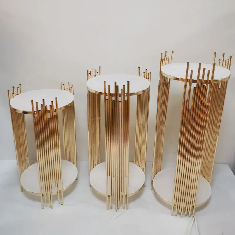 Gold Round Metal Plinths Weddi - Dessert Table Backdrop 评论和价格