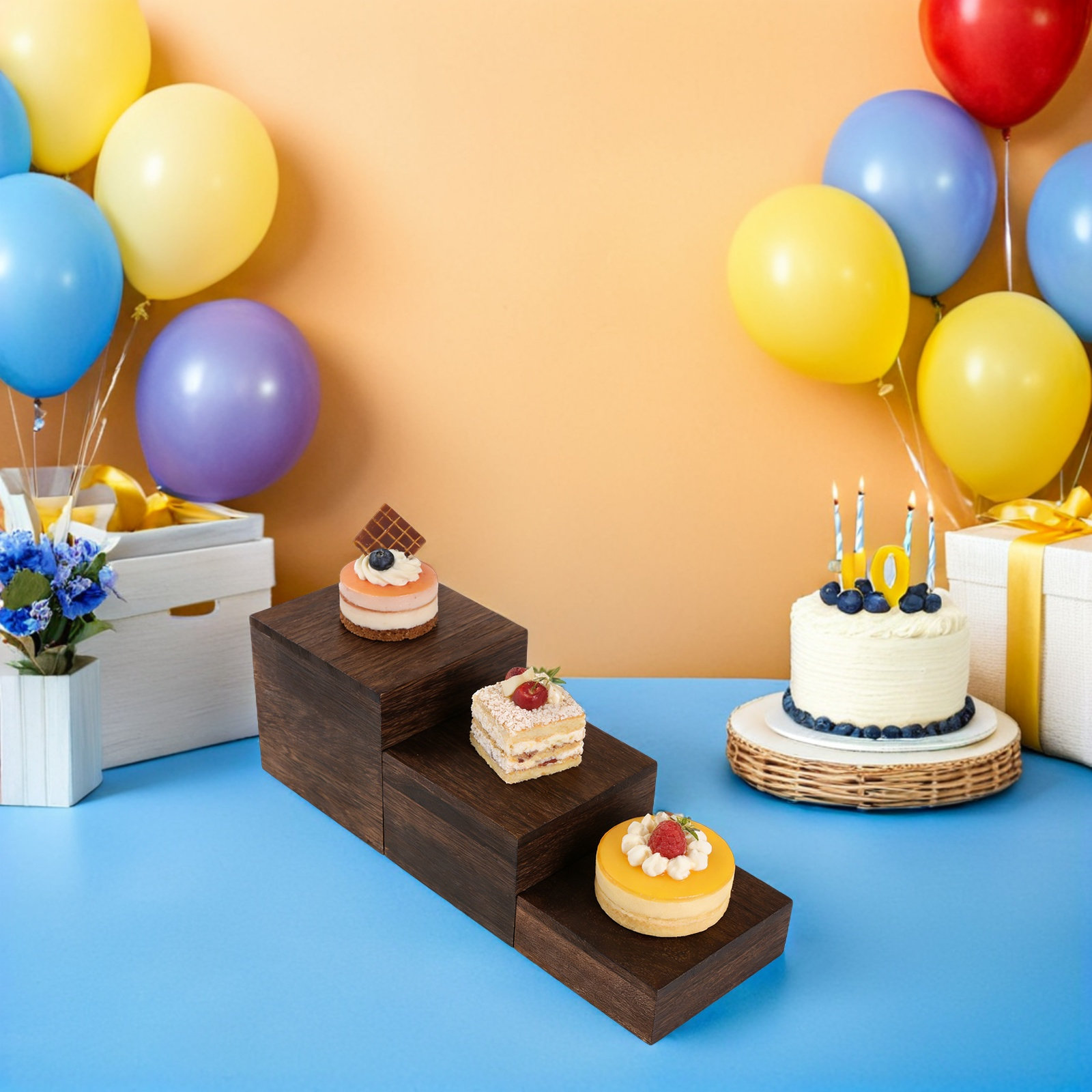 3Pcs Wooden Cake Display Stand - Cupcake Stand Tier 评论和价格