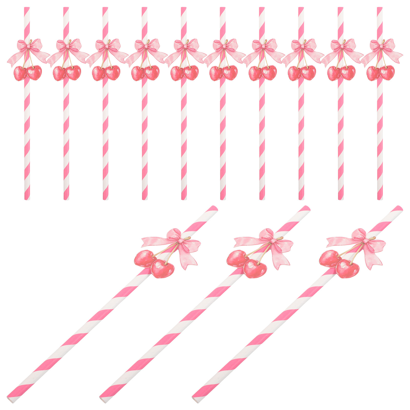 50Pcs Cherry Themed Paper Stra - Paper Straw Color 评论和价格