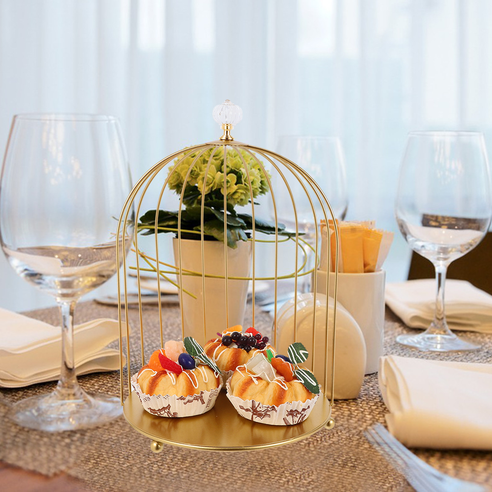 Golden Birdcage Cake Stand Ele - Cupcake Stand Tier 评论和价格