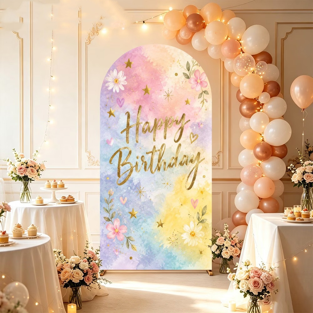 Custom 2-sided Floral Watercol - Dessert Table Backdrop 评论和价格