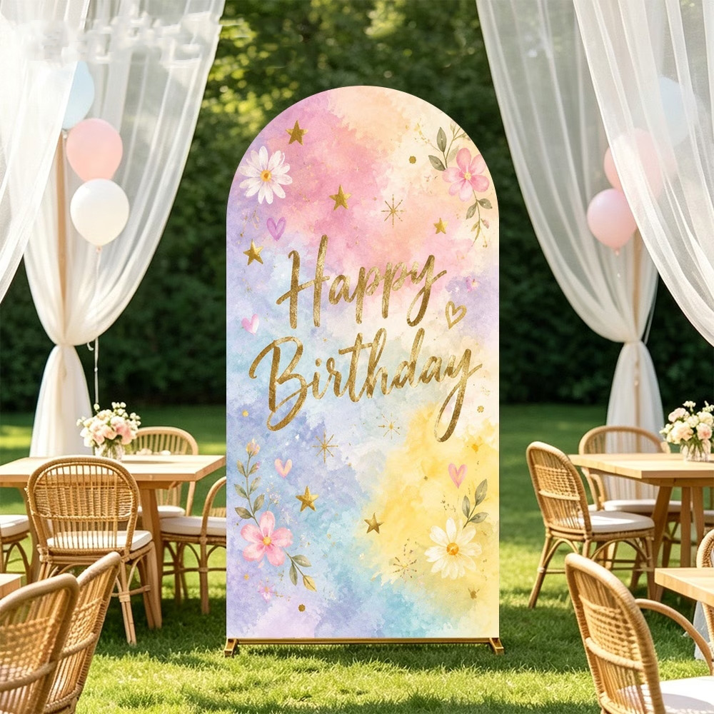 Custom 2-sided Floral Watercol - Dessert Table Backdrop 评论和价格