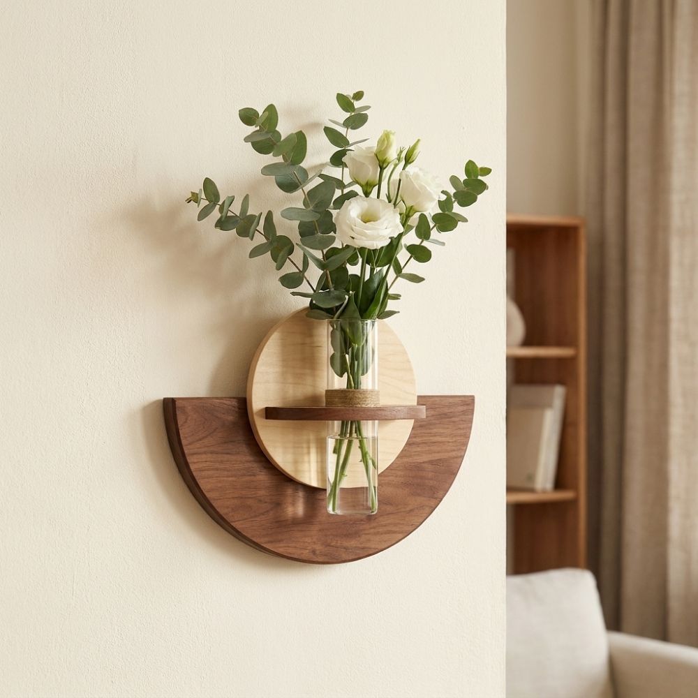 Oval Wood Wall Mount Flower Sh - Flower Wall Panel 评论和价格