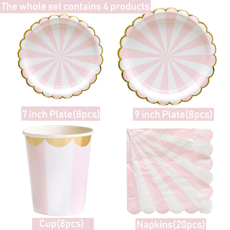 Striped Disposable Tableware P - Paper Straw Color 评论和价格